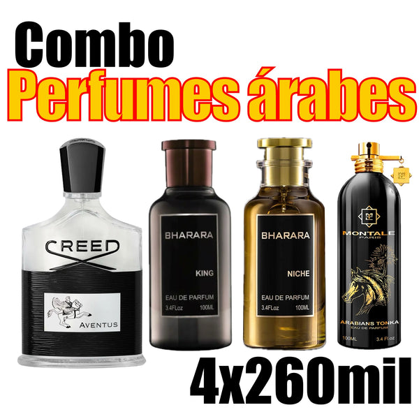 Kit 4 perfumes arabes x 260.000cop - CREED AVENTUS | BHARARA KING | BHARARA NICHE | MONTALE ARABIANS TONKA