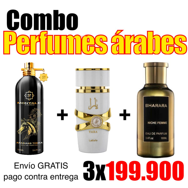 KIT 3 PERFUMES ARABES X 199.900 / BHARARA NICHE/ MONTALE ARABIANS TONKA/ YARA MOI